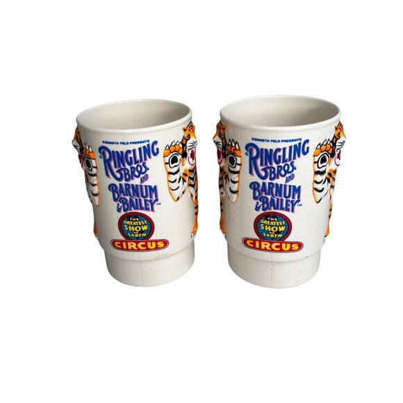 Ringling Bros Barnum & Bailey Circus Tiger Mug Set 1988 Collectible Cups Vintage - Picture 2 of 10